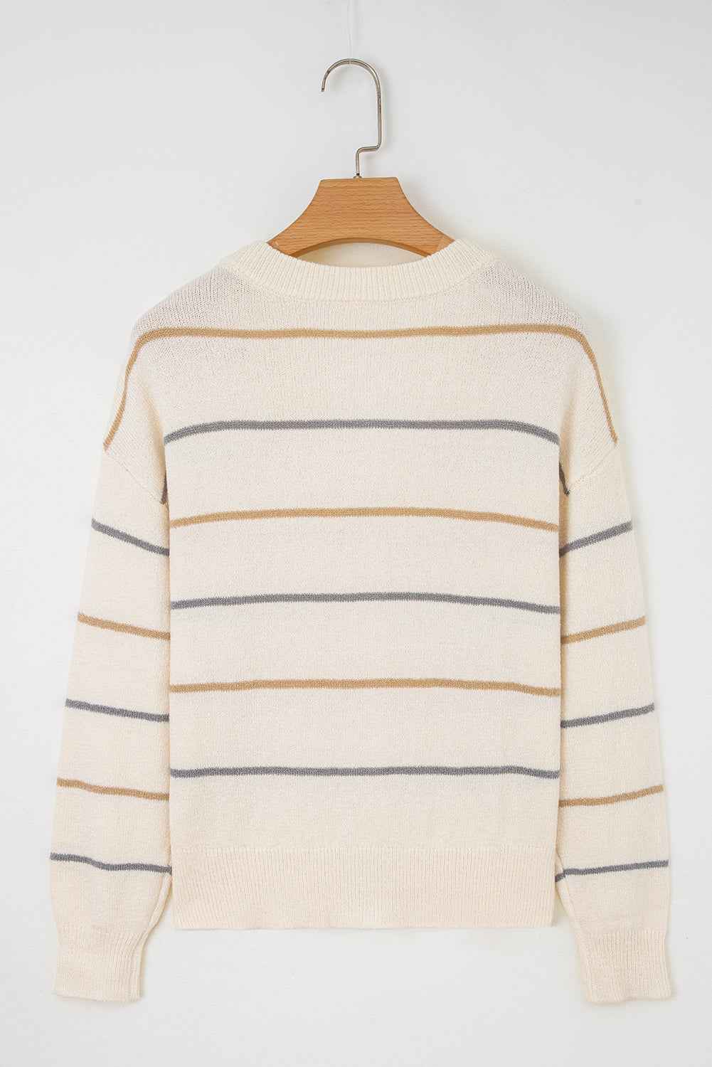 Multicolour Striped Buttoned Front V Neck Drop Shoulder Cardigan 355f8ebc8f514948