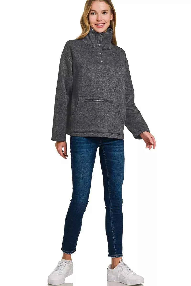 Zenana Fleece Washed High Neck Kangaroo Pocket Sweatshirt 37152bf39b0840bbadd5ce5b14fc33be-Max-Origin