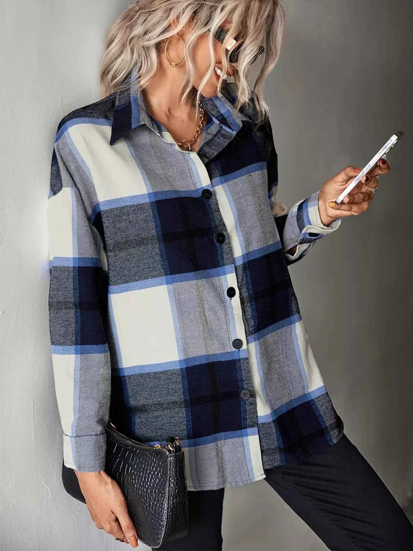 Plaid Button-Down Long Sleeve Shirt Navy 3932a12b-6c86-4b4d-92dc-536afd7c575e-Max-Origin