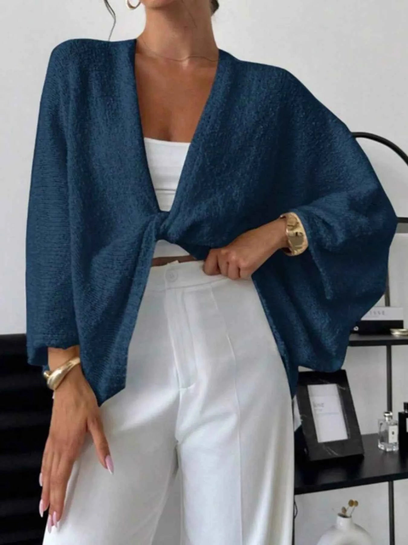 Twist-Front Textured Knit Cardigan 393b7842-e725-40a9-a932-96fdbe95dab9-Max-Origin