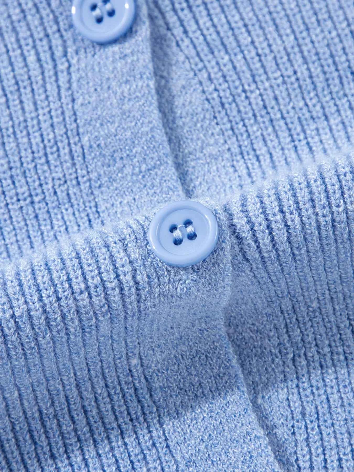 Ribbed Knit Button Front V Neck Cardigan 393f6ca59b9549c1b7ddf4dd3415ad0d-Max-Origin