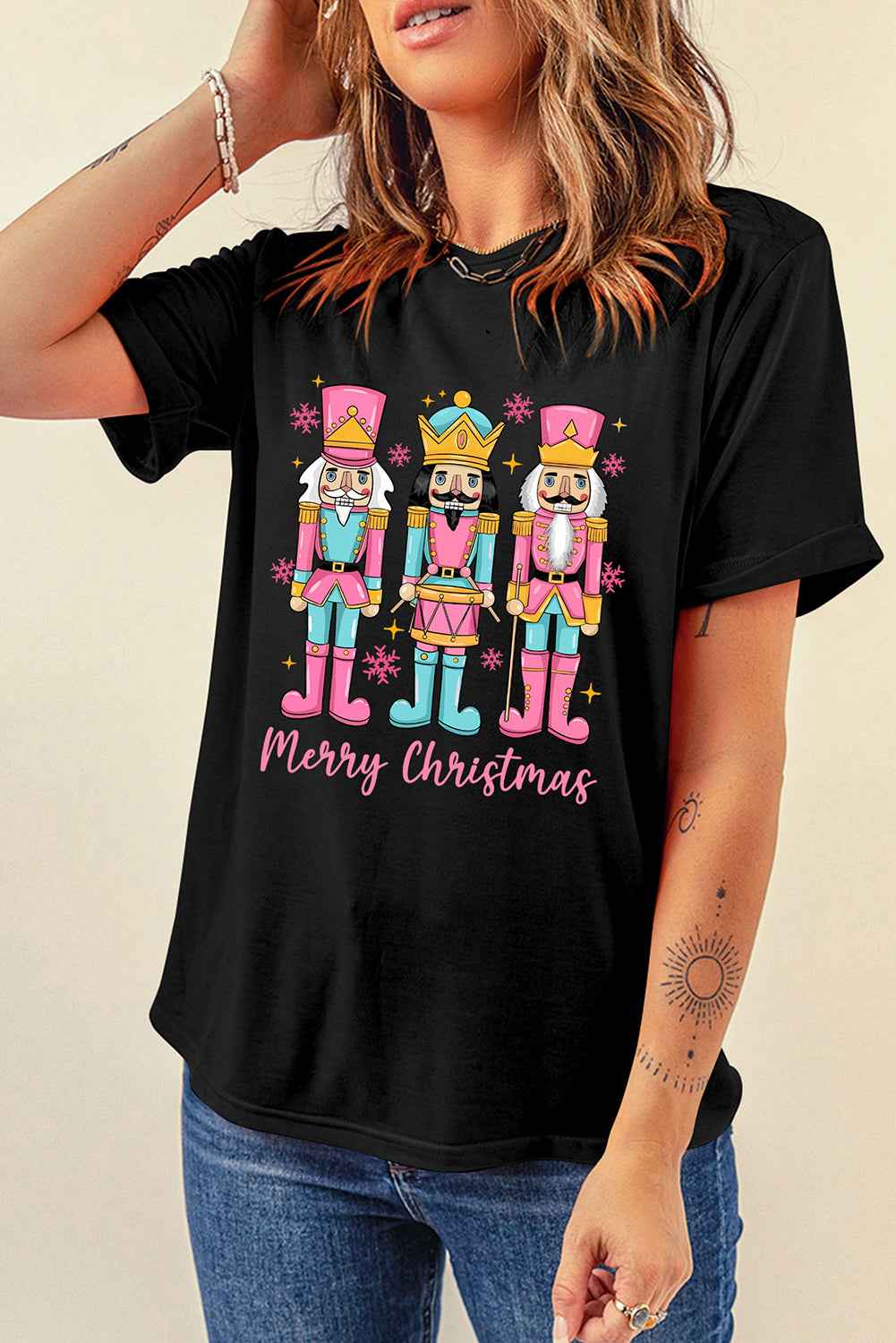 Black Merry Christmas Nutcracker Heat Transfer Printing T Shirt 395115c9c600c058