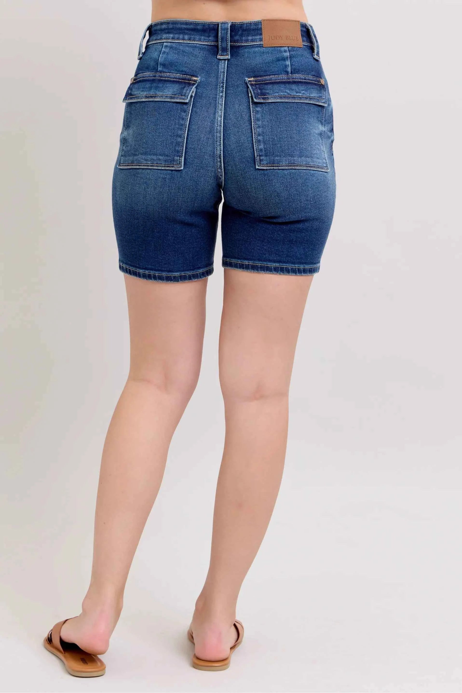 Judy Blue Full Size High Waist Bermudas Jeans W/ Back Flap Pockets Plus Size 39d11fa9154b4c3aa288be2ccd061d3c-Max-Origin