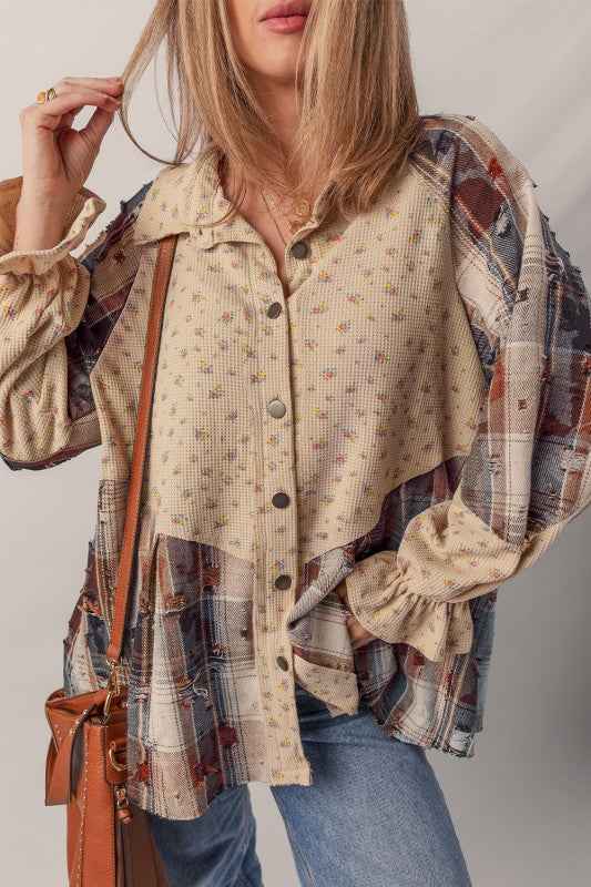 Boho Floral Plaid Patchwork Ruffle Sleeve Waffle S 3b5058e5-f13f-4a26-8054-951b909ae5de
