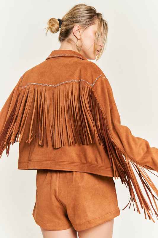 Suede studded fringe jacket PLUS JJO5009P 3bf6f3b3-7310-4b77-b3dc-cf139012653f