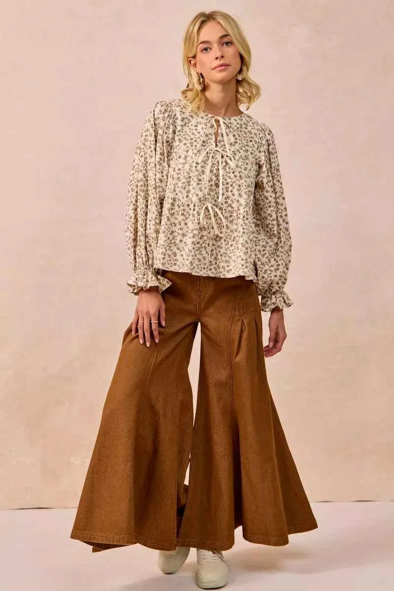 BiBi Floral Printed Peplum Blouse with Shirring and Tied 3c4b858a1baf4eb4ae74d8dc9f76454c-Max-Origin