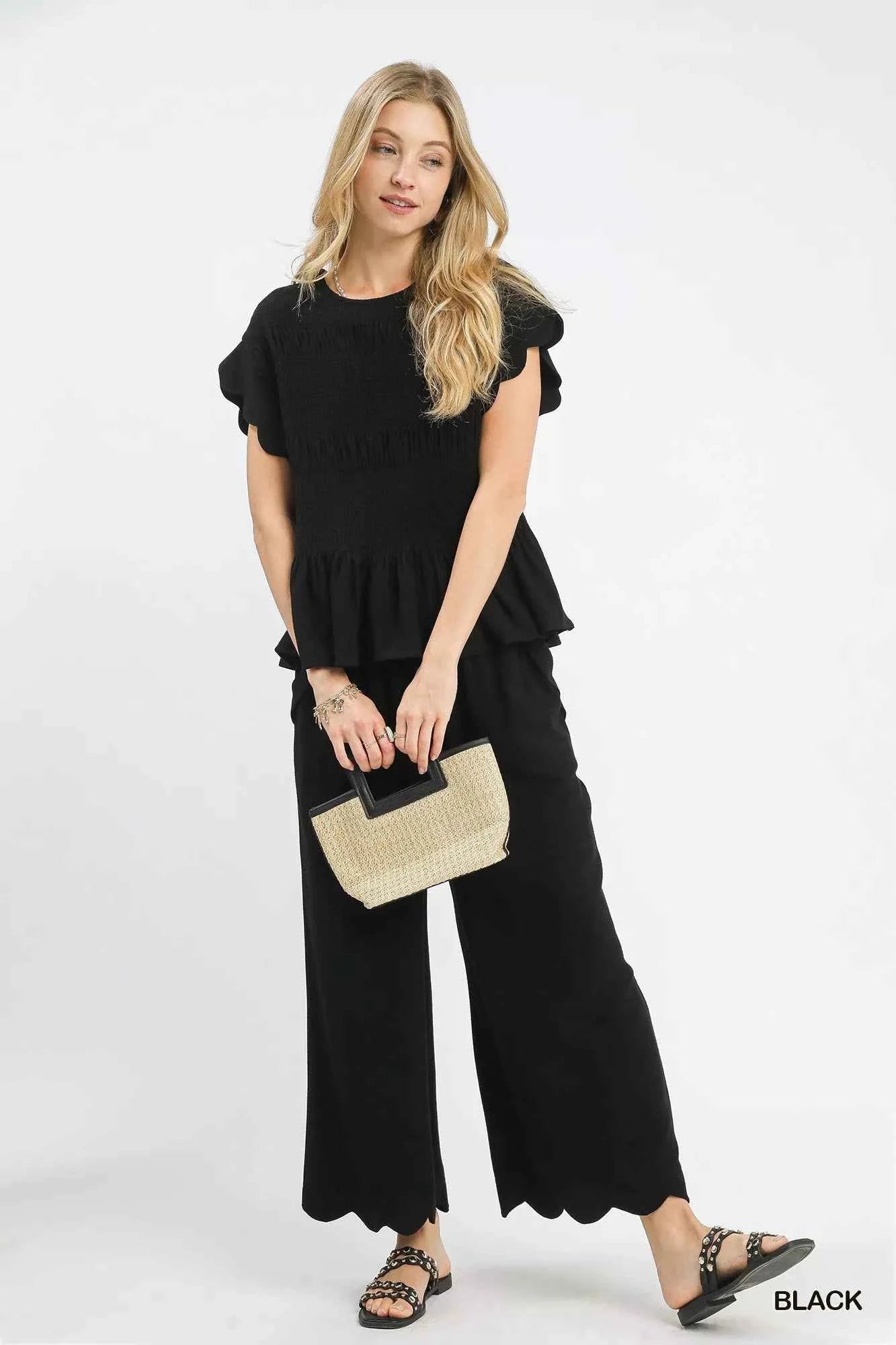 Umgee Linen Blend Scallop Hem Wide Leg Pants 3c78ea88-b2da-4208-afce-70e9005b3237-Max-Origin