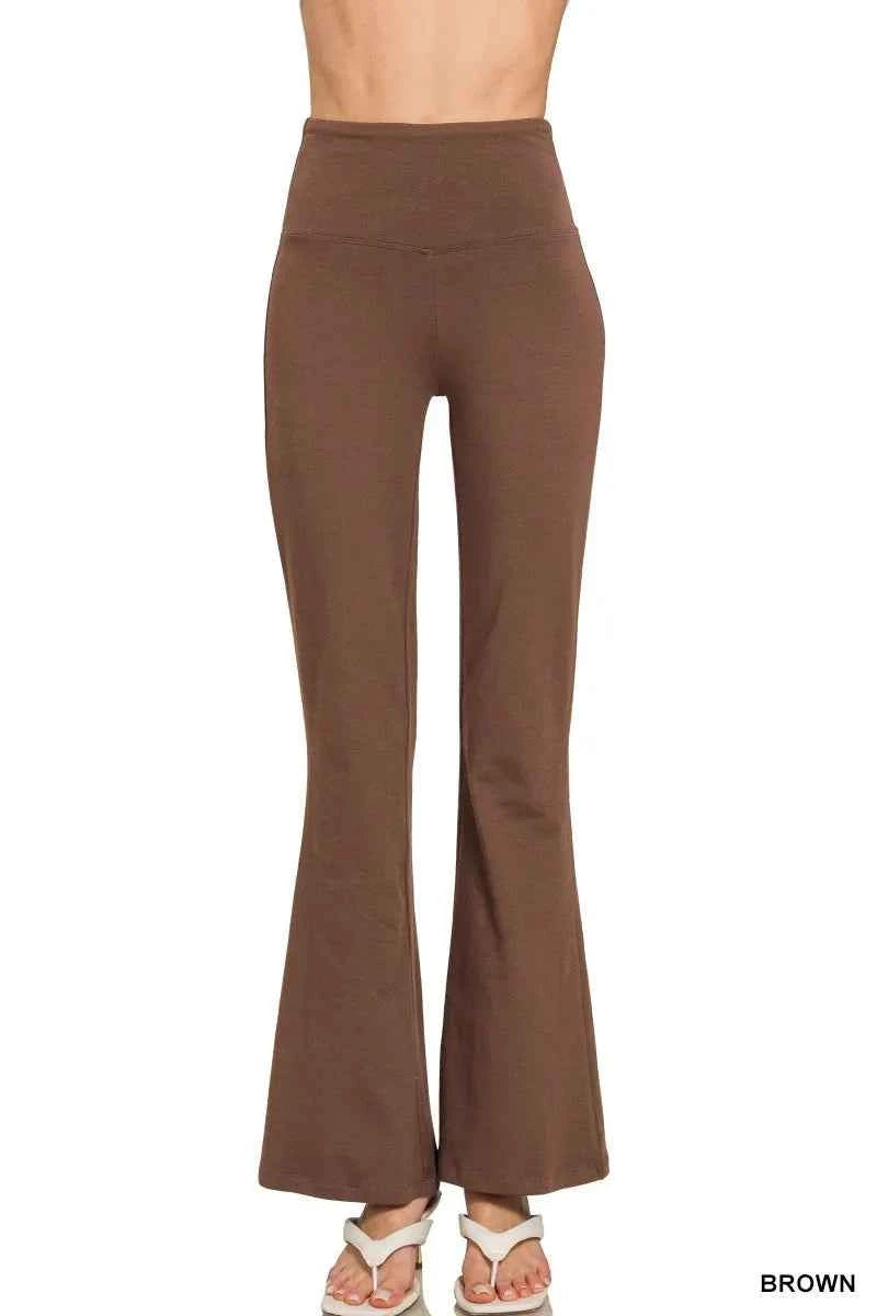 Zenana Wide Waistband Yoga Flare Pants BROWN 3cfa91167427460a983c57ac3aa14eb1-Max-Origin