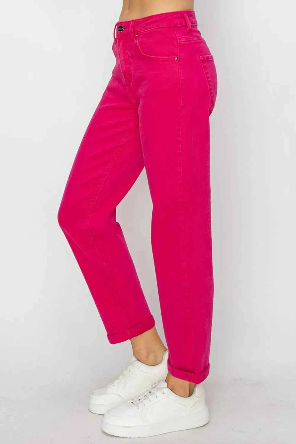 RISEN High Waist Rolled Hem Straight Jeans 3d10ab53-cc33-495f-a1f3-02b56c491d27-Max