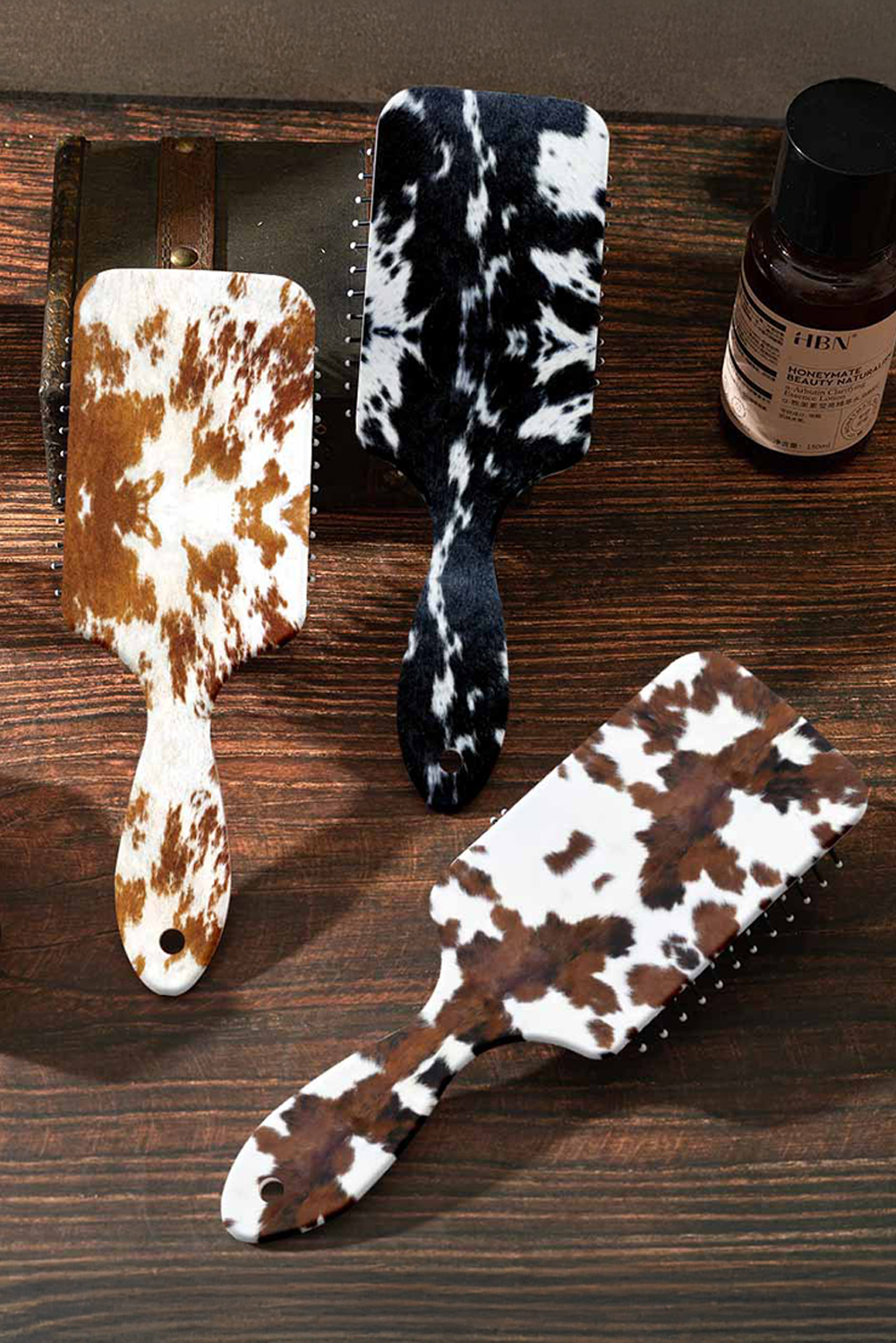 Chestnut Cow Print Hair Brush Comb 3d620fe5d4b2981c