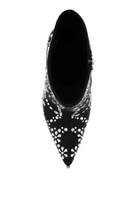 Dunari Diamante Embellished Microfiber Boots 3d79df78-5b58-4cc9-9823-7a3f682fe773