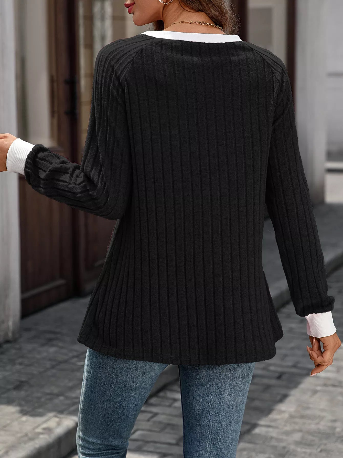 Ribbed Round Neck Raglan Sleeve Knit Top 3dd3ee47-9cd6-4bae-8662-17ec630704a5-Max-Origin