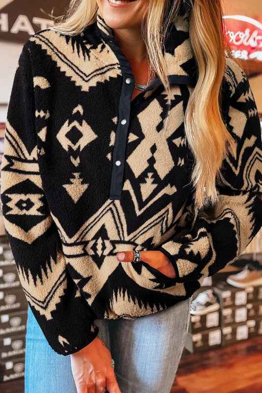 Western Aztec Fleece Half Zip Sweatshirt 40b522c9-81a8-4acc-b97e-11bf7e1ddc24