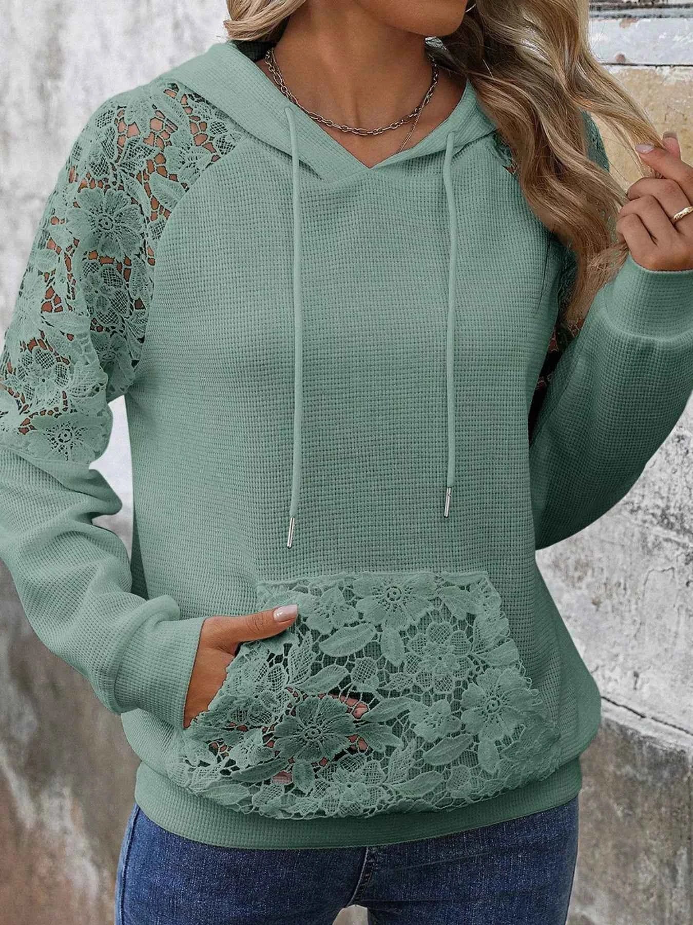 Lace Detail Drawstring Long Sleeve Hoodie 40d68617-3e1b-455c-8c27-51afe20bb359-Max-Origin