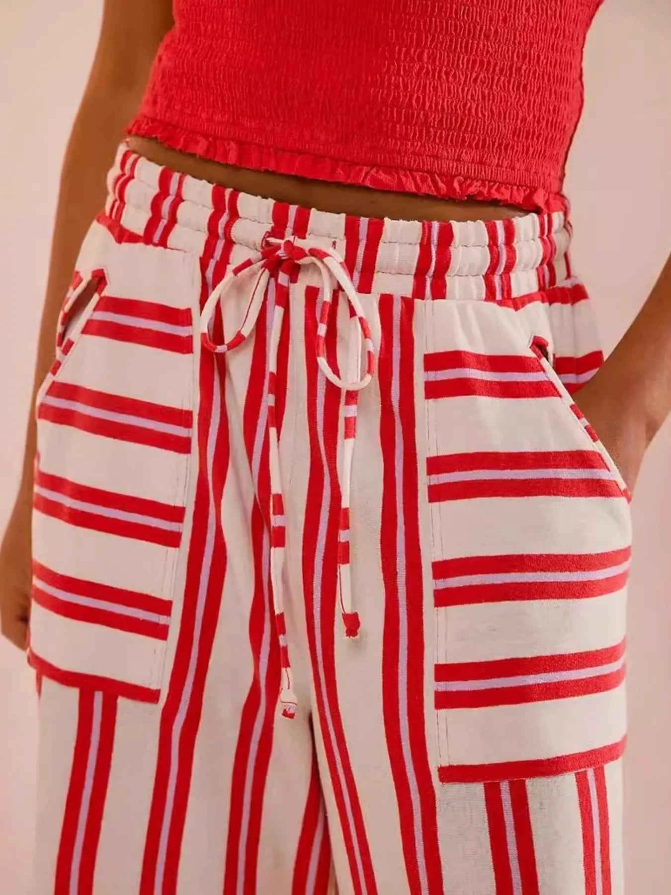 Striped Wide-Leg Drawstring Pants 40e4453626f041f6844b2954ce9b6c90-Max-Origin