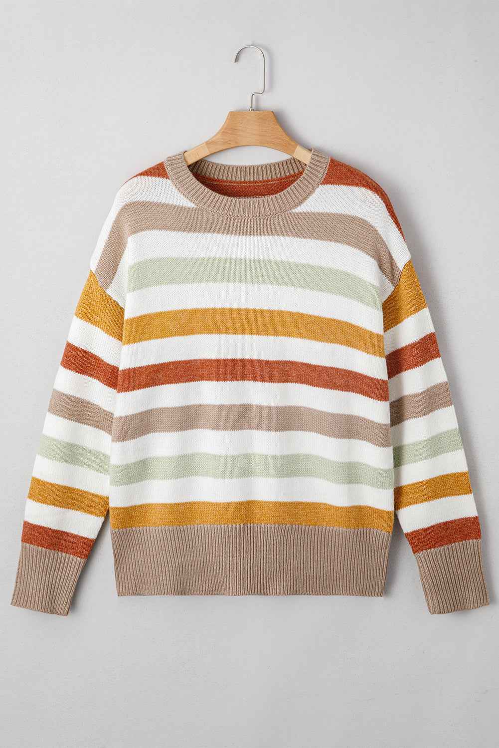 Multicolour Striped Colorblock Drop Shoulder Plus Size Sweater 41f243d0d6f877c1