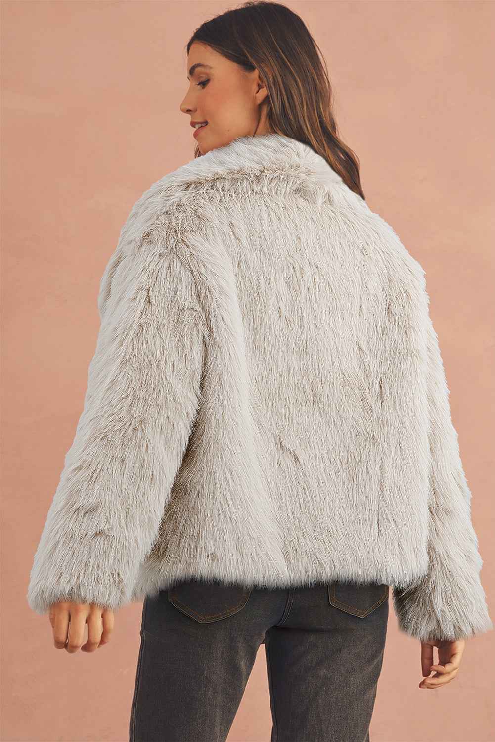 Jet Stream Solid Long Sleeve Thick Fuax Fur Coat 42a7402cca600b3c