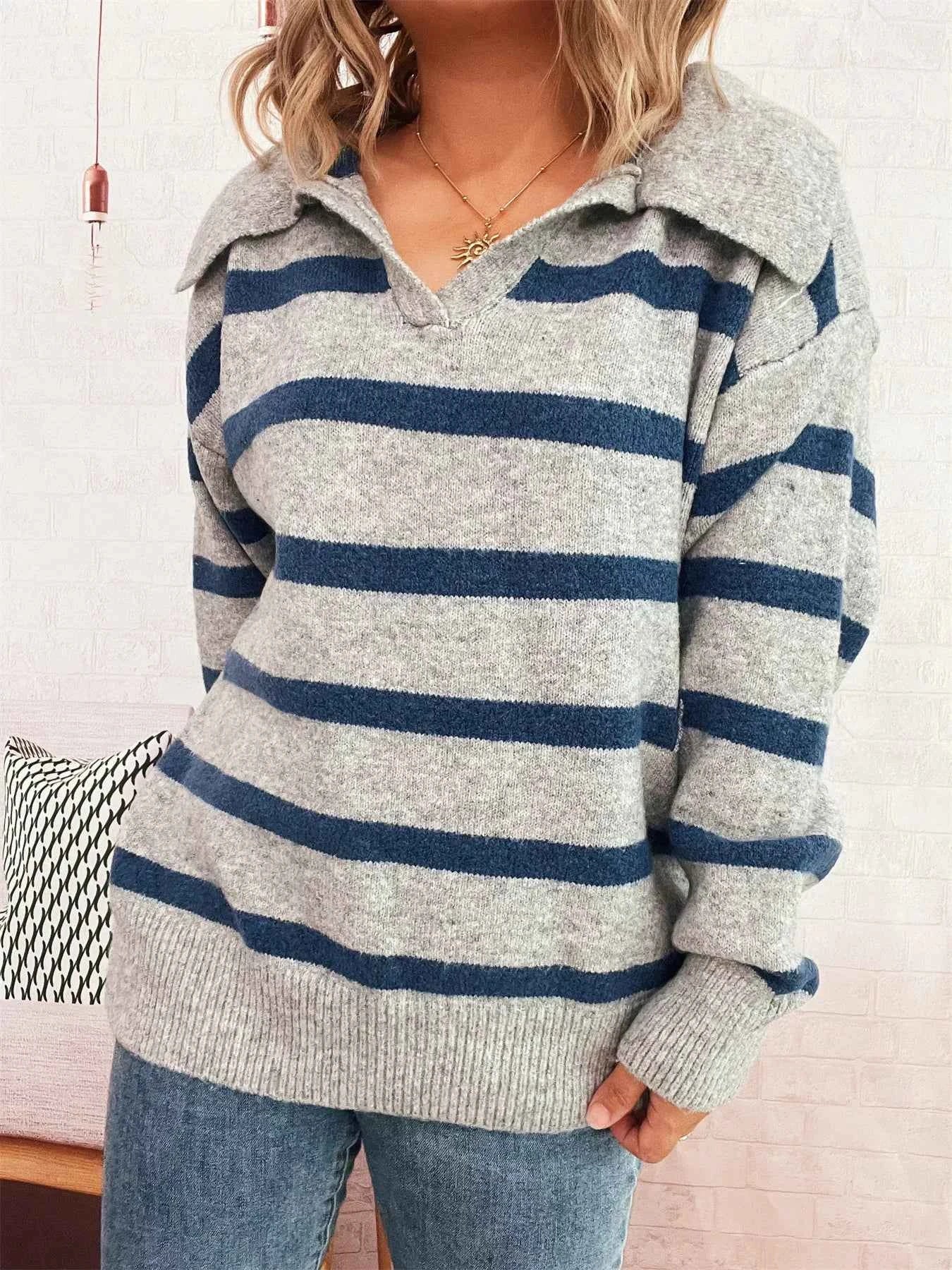 Striped Dropped Shoulder Sweater 42b25b1612054992881b3acf8e5ac300-Max-Origin