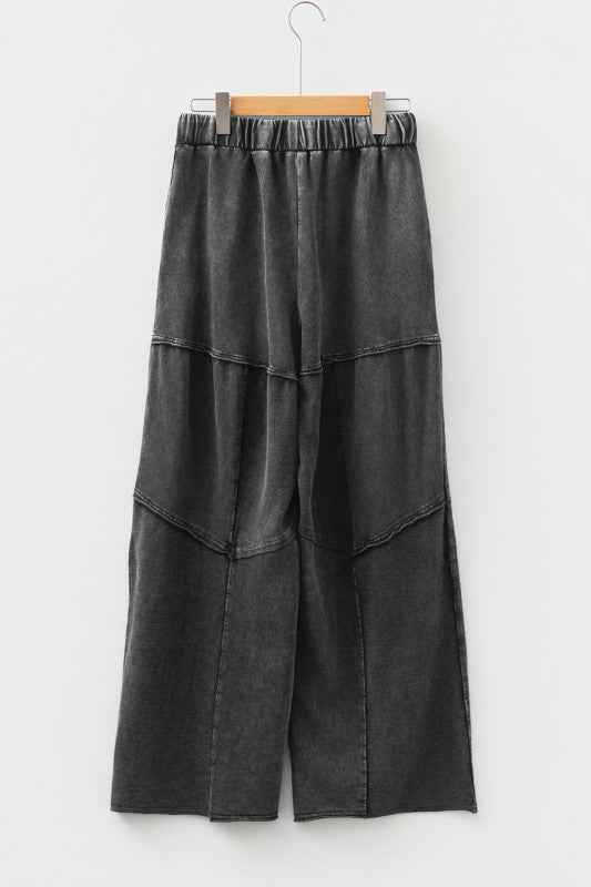 Mineral Wash Patchwork Tiered Wide Leg Pants 43389384-b32a-4edc-b489-16aeb8eb3388