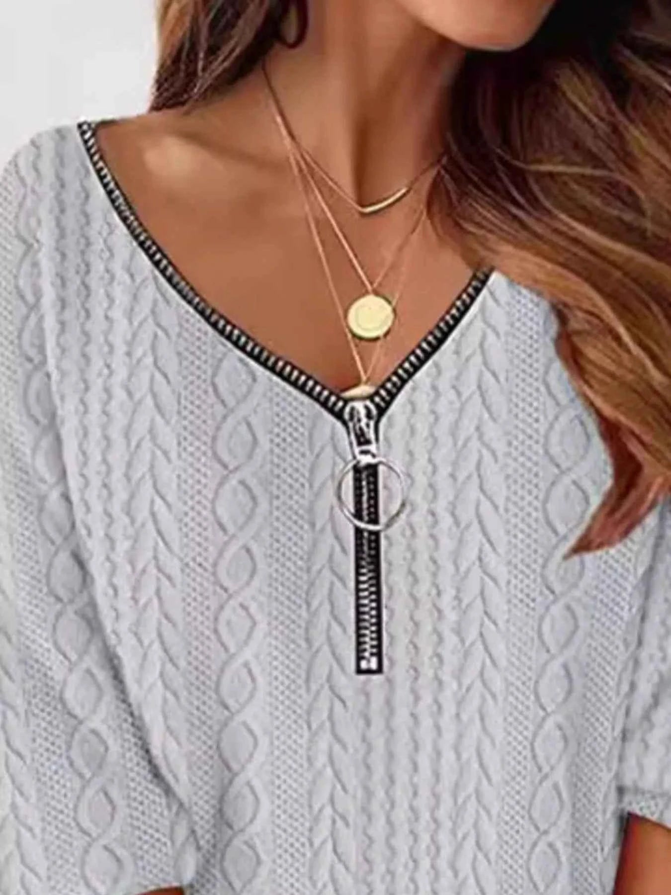 Zip Detail Textured Knit Mini Sweater 439051fb-cb64-4fe9-b11a-67339dedc90e-Max-Origin