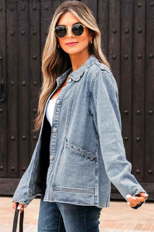 Solid Denim Scallop Collar Patch Pocket Buttoned J 43d9e719-98cb-4ea3-8570-acbacf01223f