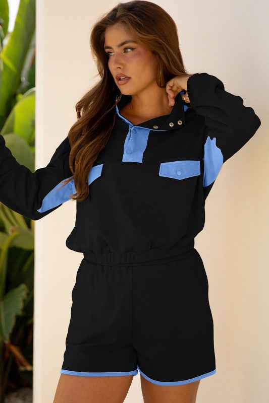 Colorblock Patchwork Pullover and Shorts Set 446798b6-a84d-4fd1-b81b-b56ffc1ec36c