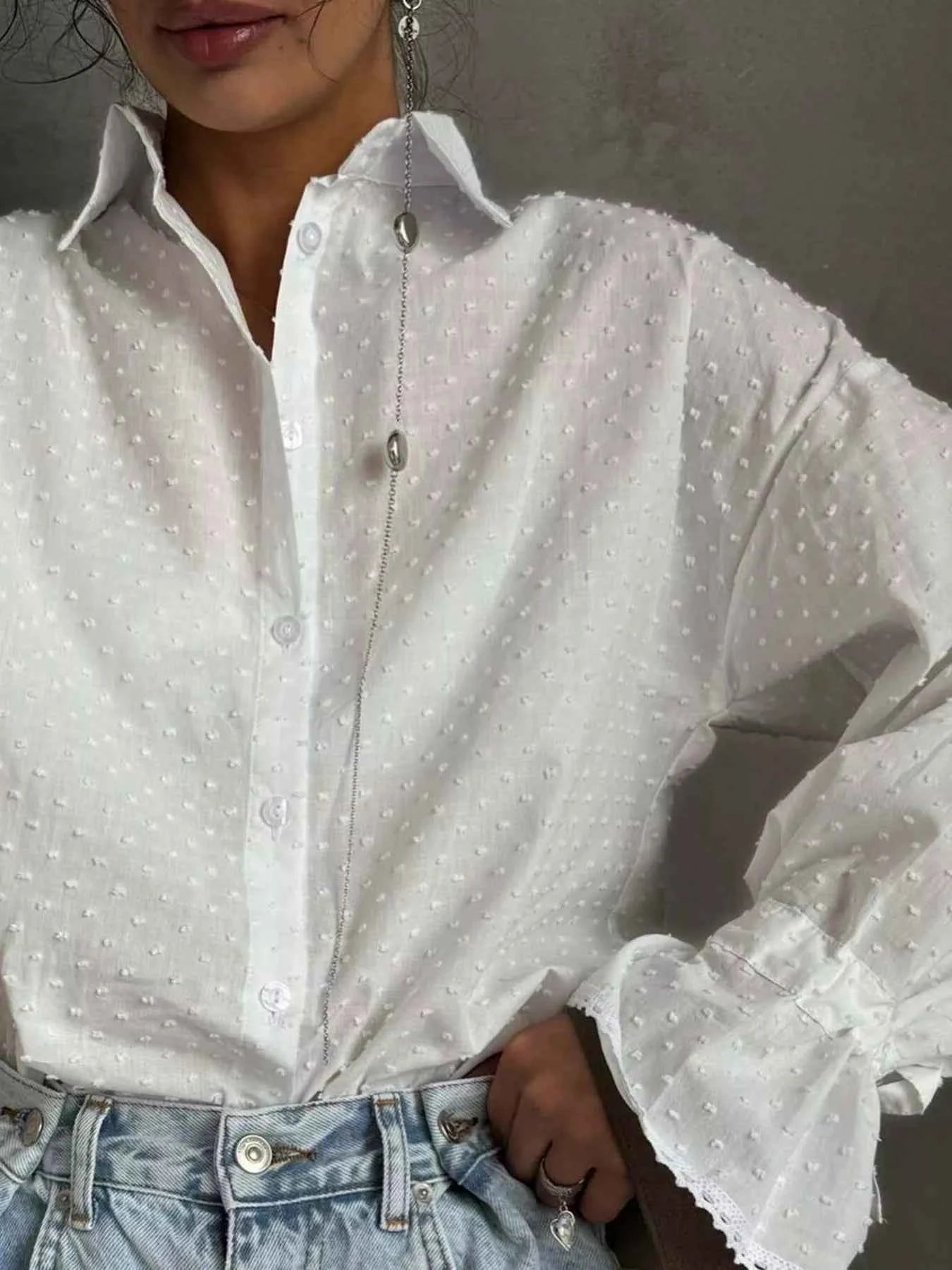 Swiss Dot Flounce Sleeve Shirt 458cd7bee60d4189903535d484881249-Max-Origin
