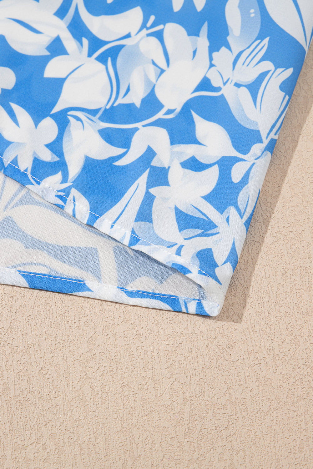 Sky Blue Floral Print Deep V Neck Puff Sleeve Flowy Dress 459c5998e16e46ba