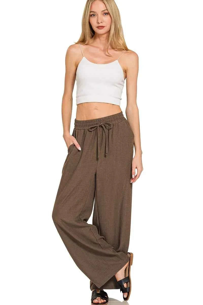 Zenana Woven Crepe Elastic Band Pants 45e6e1fa303f4a16bd171656c124f71c-Max-Origin_abdb3b63-acfa-458a-b3a5-bebaaadf37d5
