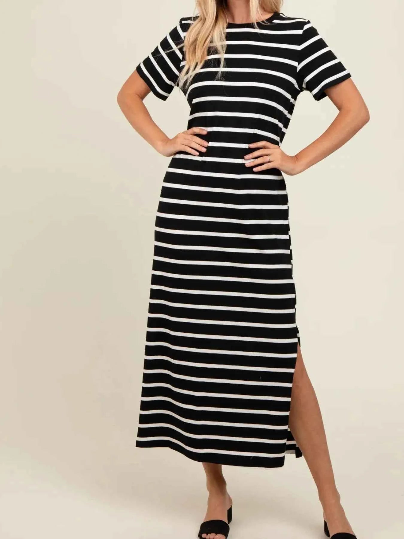 Plus Size Striped Maxi Dress with Side Slit - Full Size T-Shirt Style 45e80240-13db-4bc8-845f-2cb92116943c-Max-Origin