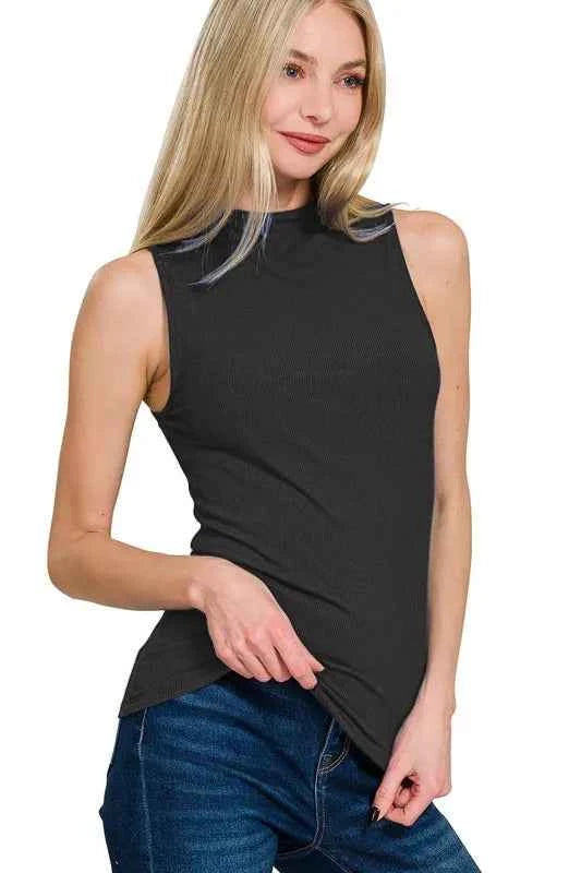 Zenana Ribbed Sleeveless Mock Neck Top 45f04631-99bb-48f1-ba47-77ea186bcb62-Max-Origin
