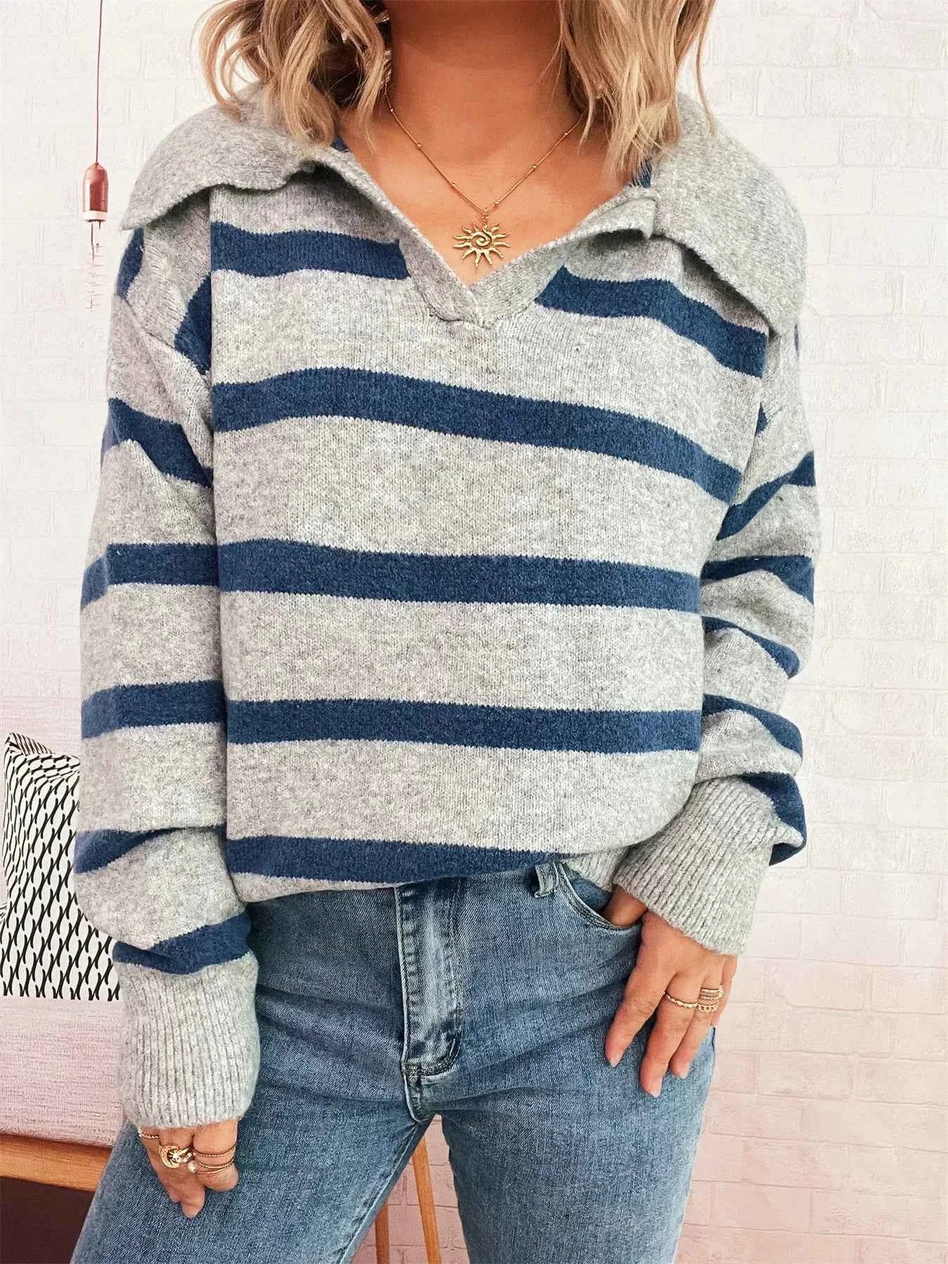 Striped Dropped Shoulder Sweater 466f8c38266846a9bd07436c8ef2ae31-Max-Origin