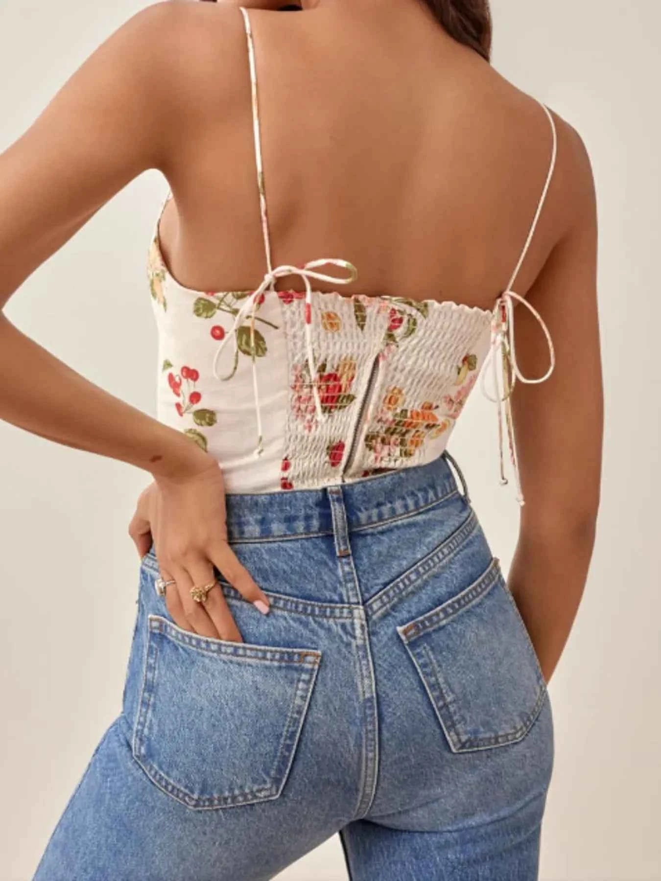 Printed Smocked Cami Top 47f18b7271cf48cb89ae9a38c90c828d-Max-Origin