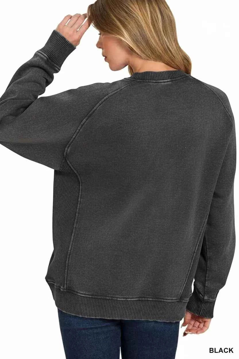 Zenana Acid Washed Fleece Sweatshirt with Side Rib 48731068-dad4-4f9d-884e-7965035ca69d-Max-Origin