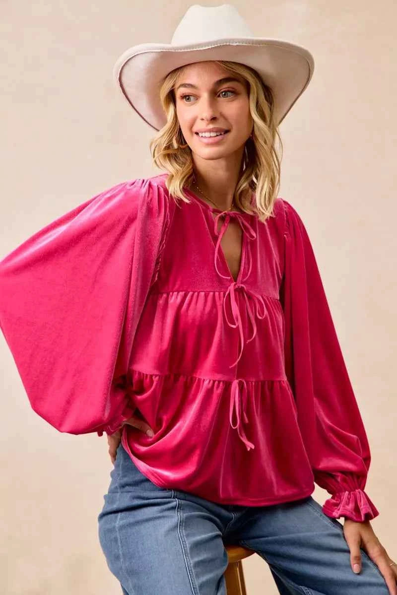 BiBi Christmas Theme Velvet Bow Tied Blouse 4934c4fbb2b84b48a30b7e1bc7517e2d-Max-Origin