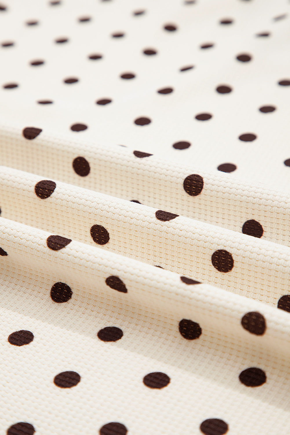 White Polka Dot Print Pullover Drawstring Jogger Pants Pajama Set 49afd6ade543e7fc
