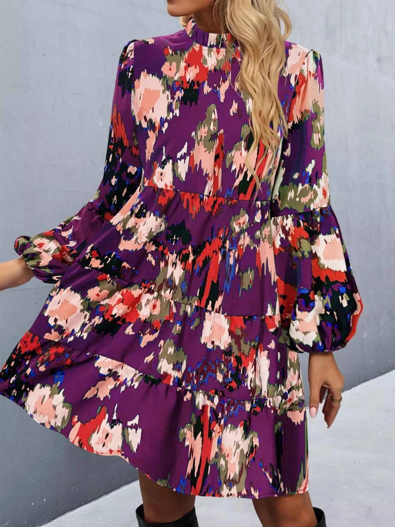 Printed Balloon Sleeve Mini Dress 49d852d4-a456-4cee-bb68-319099bd4f93-Max-Origin