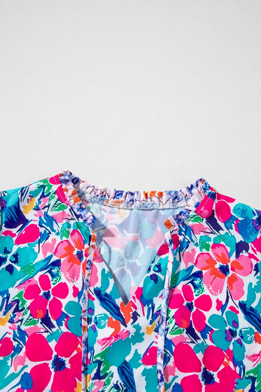 Mixed Floral Print Tie Neck Short Sleeve Dress 4ad119f0-88c2-47a1-9828-9bd13b3dce88-Max