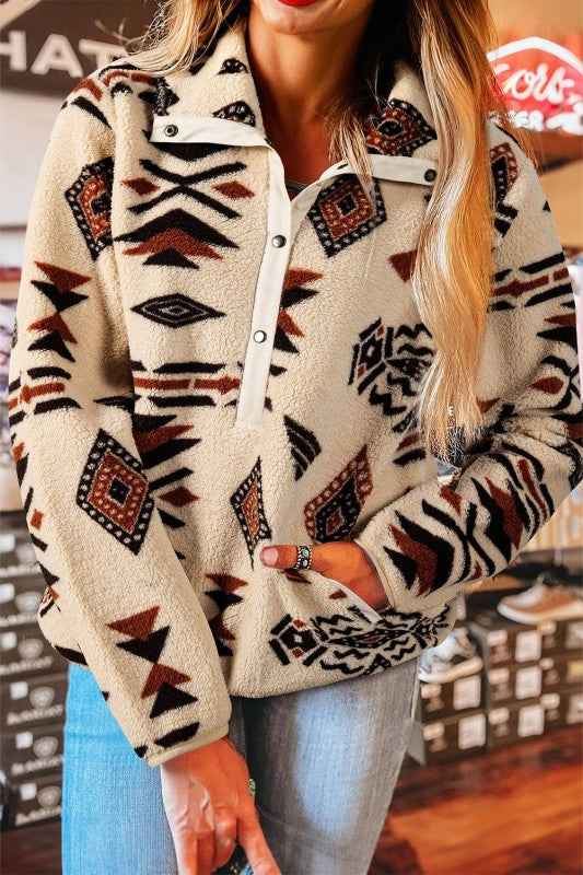 Western Aztec Fleece Half Zip Sweatshirt 4cab8692-849d-48ed-a7fc-1b72fa0b0786