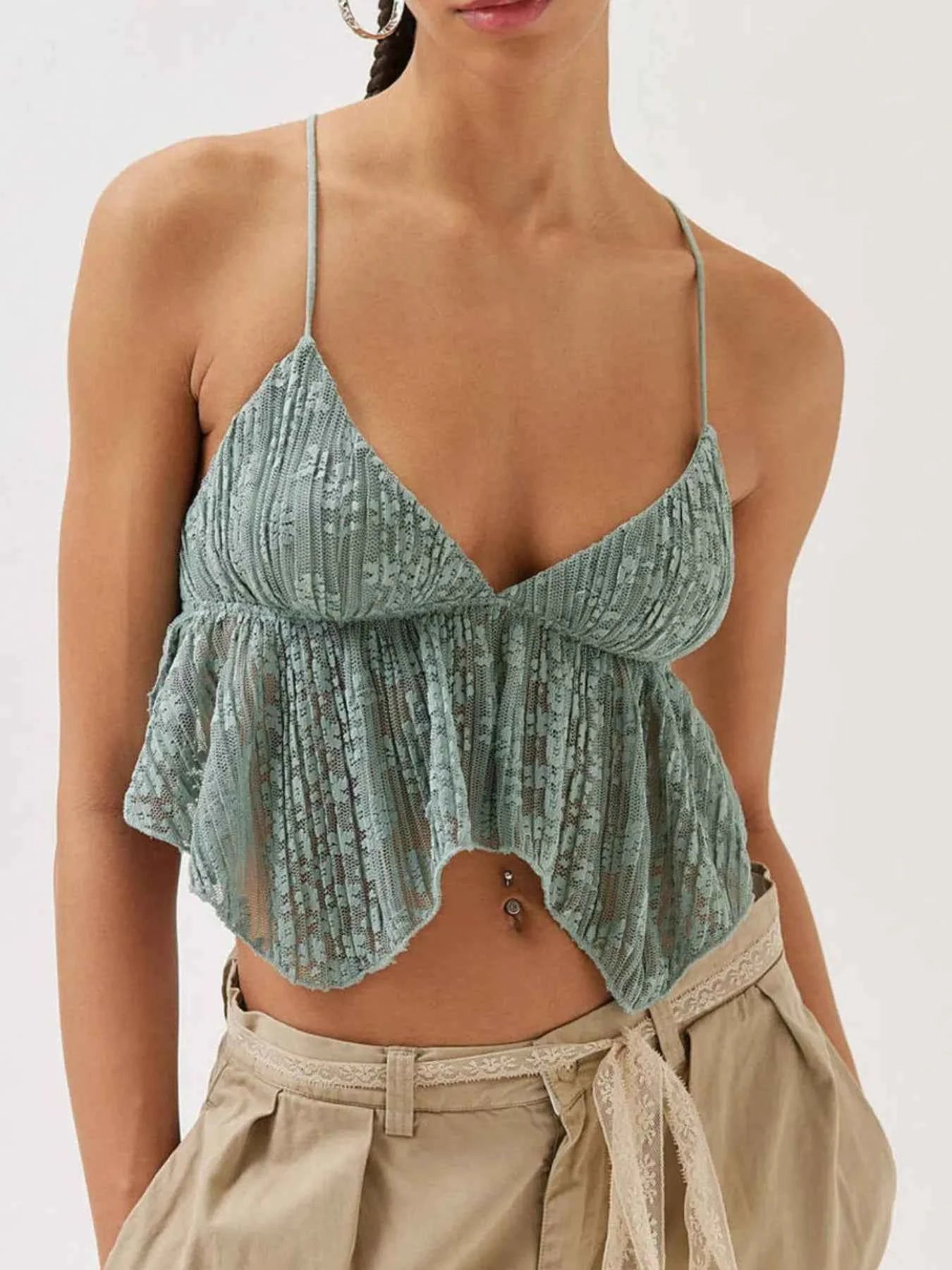 Lace Cropped Cami with Flowy Hem Sage 4da1e86d-d069-45f8-8c71-12c8fc6719e8-Max-Origin