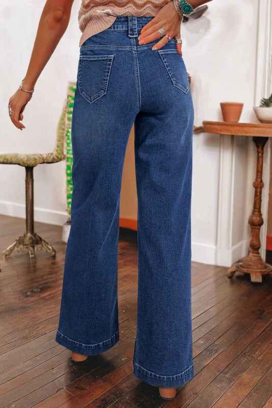 Denim Patch Pocket Wide Leg Jeans 4e90c0e8-2adc-452b-a184-7c46699c8754