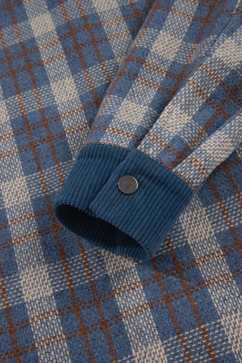 Gray Plaid Corduroy Patchwork Collared Zip Up Snap Button Jacket 4ec0a9bd44143ef7