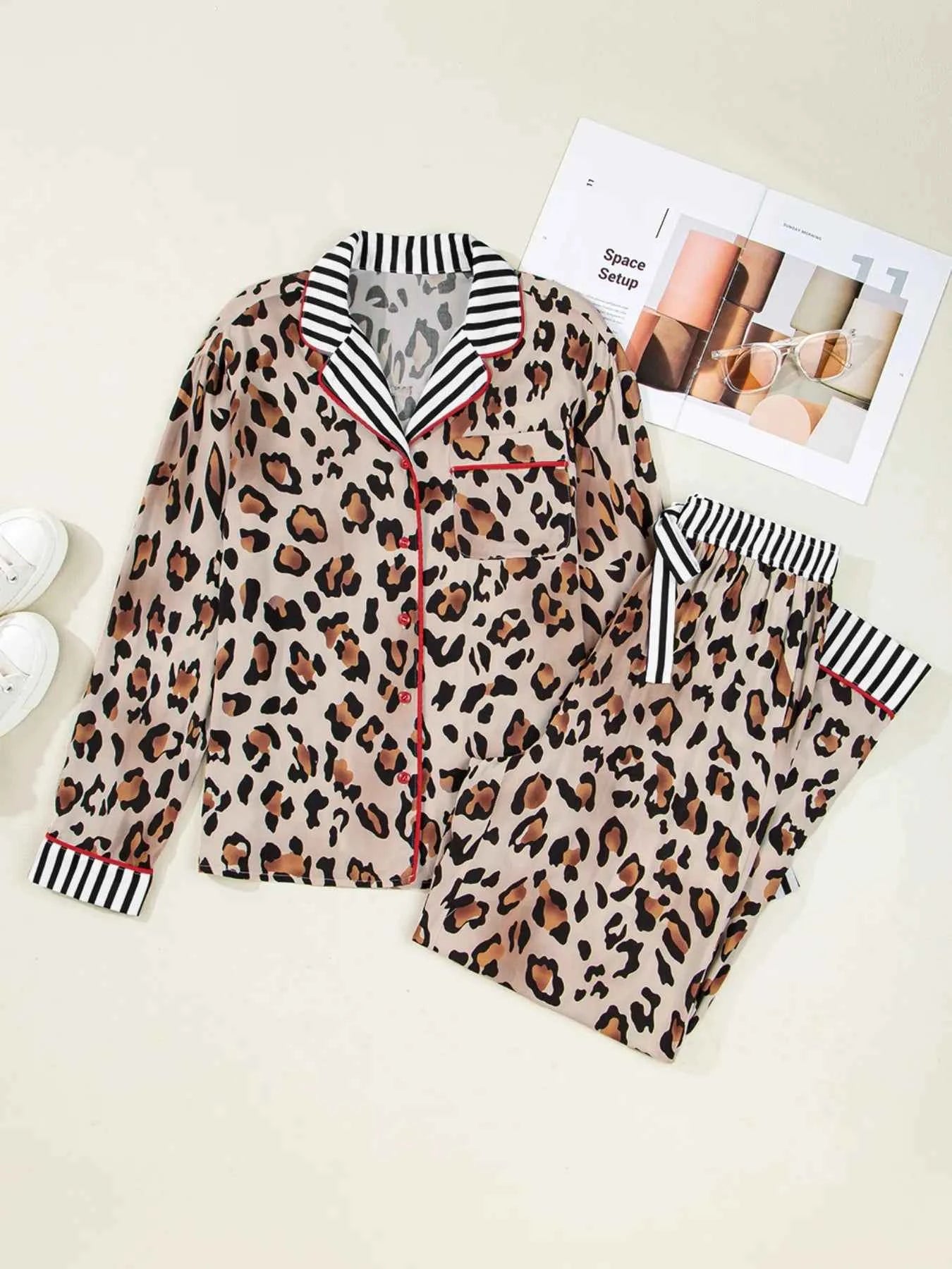 Leopard and Striped Trim Shirt and Pants Set 4f5c0958-681b-40ca-9a03-bd2bbd6f06e4-Max-Origin