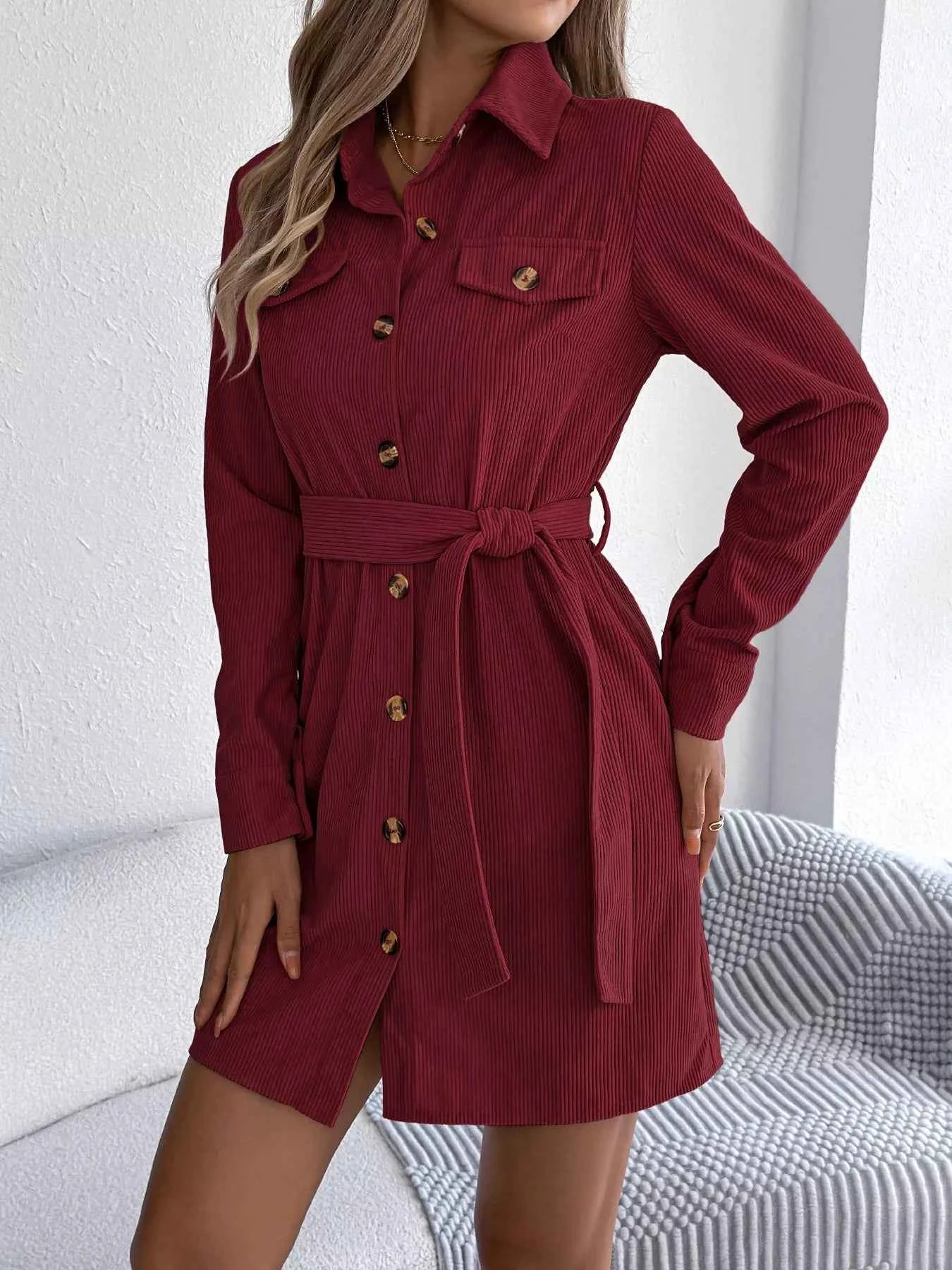Button-Front Corduroy Shirt Dress 4f5c14e282d74a9082e3303414f05492-Max-Origin