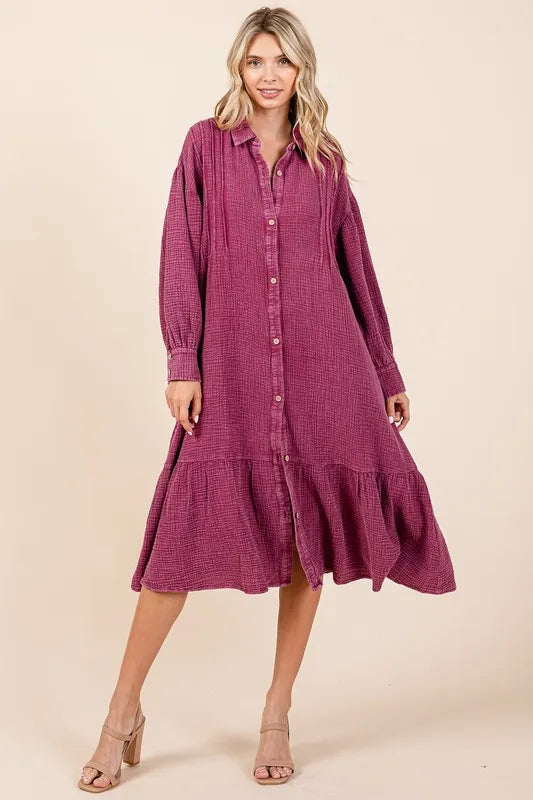 Mittoshop Mineral Wash Cotton Gauze Ruffle Midi Shirt Dress 4fe9724d-b94c-48c0-8b47-3246472b2a60-Max