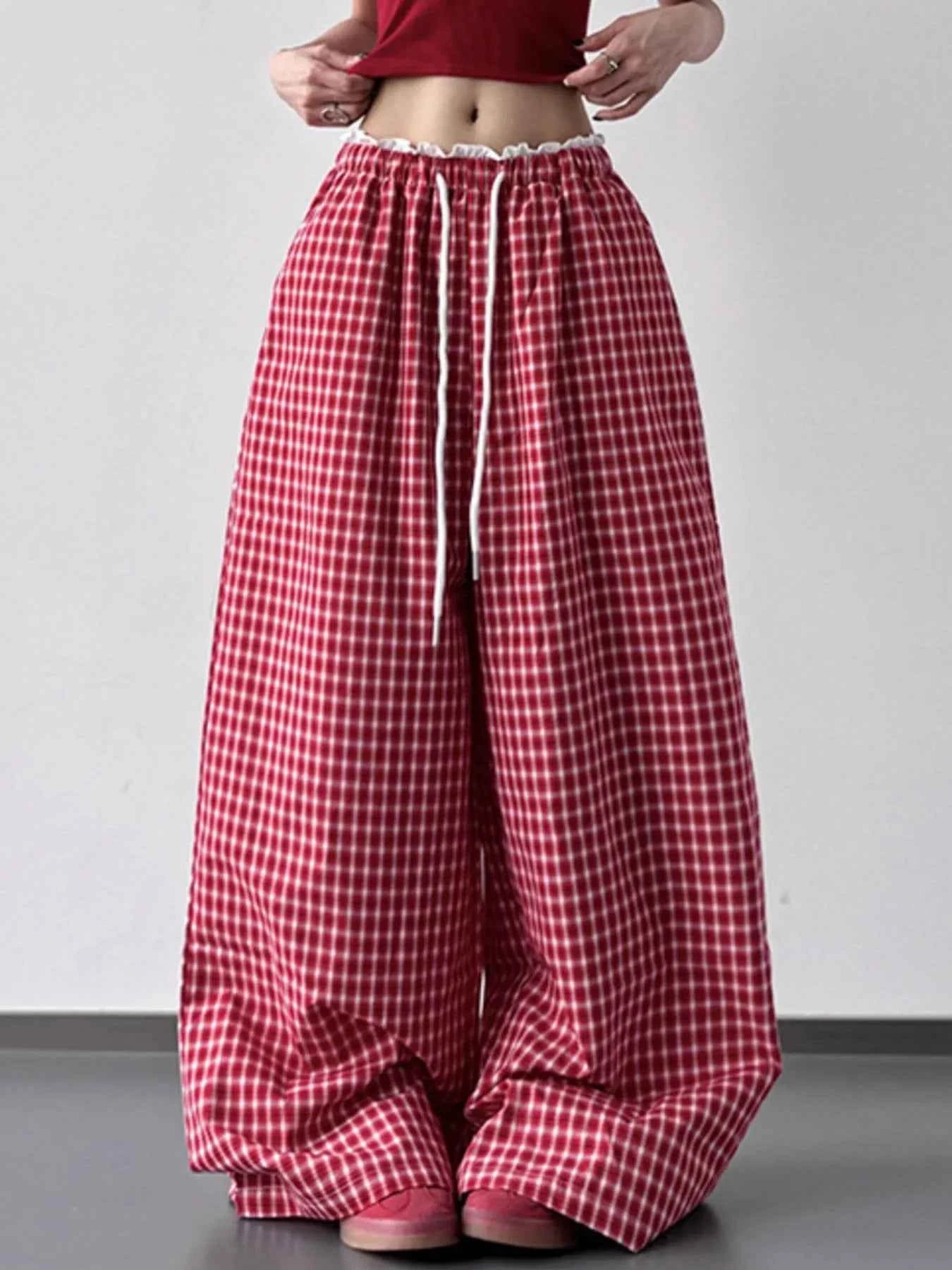 Drawstring Plaid Wide Leg Pants 51e18fd7-4b10-4934-a0a9-dff7eeb58a23-Max-Origin