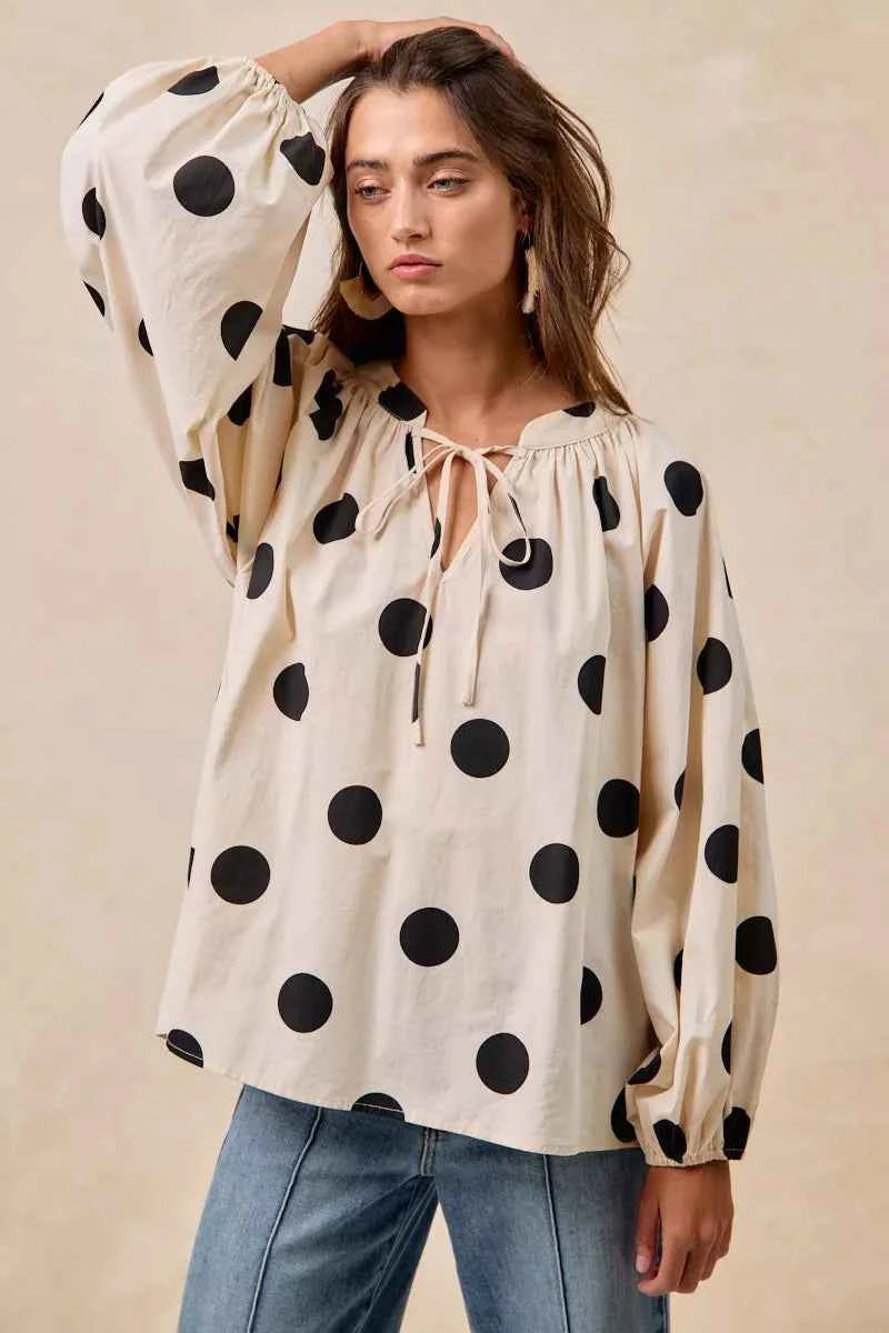 BiBi Polka Dot Exaggerated Balloon Sleeves Blouse 52caf0b3cdb2406aa6003abc8beef18a-Max-Origin