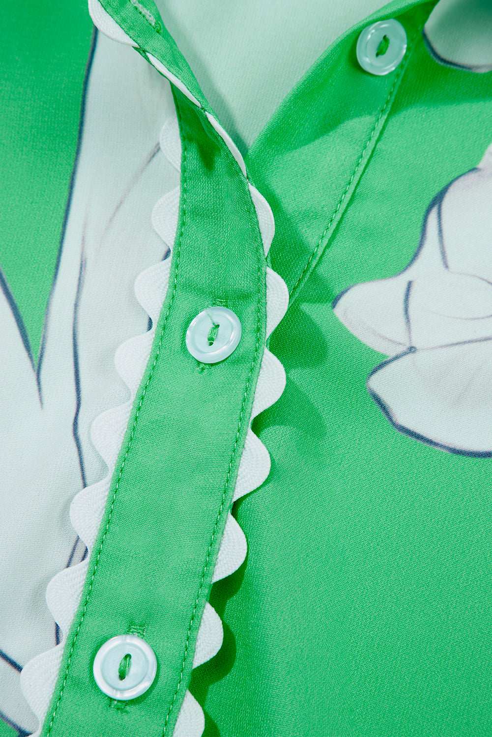 Rose Floral Print Ric Rac Trim Puff Sleeve Button Up Shirt 53440bd63fc68cc5-_11