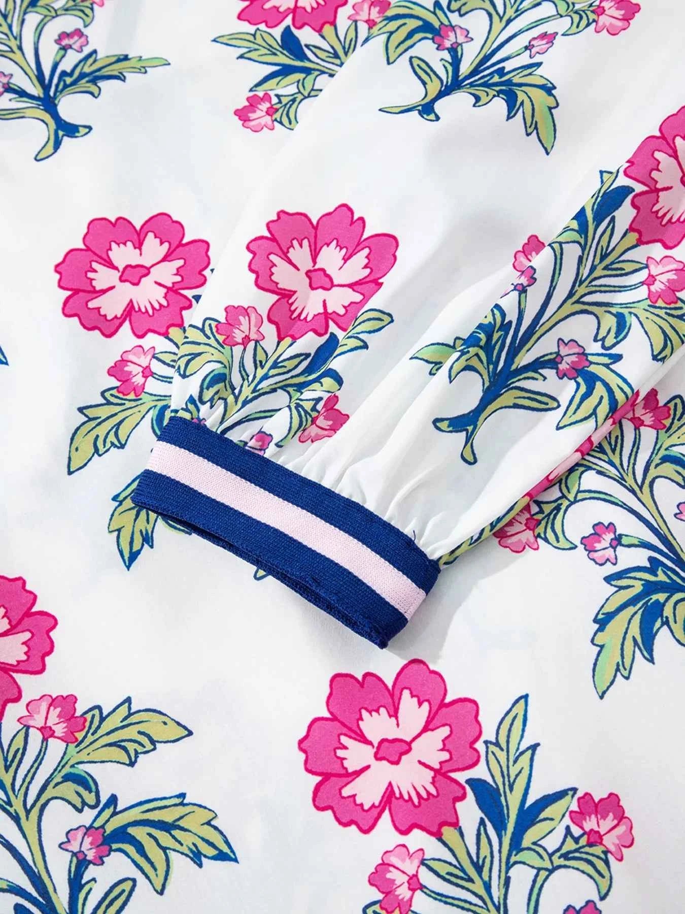 Floral Print Striped V Neck Blouse 549cdd1be34945f5934db41d9b8e2ef0-Max-Origin