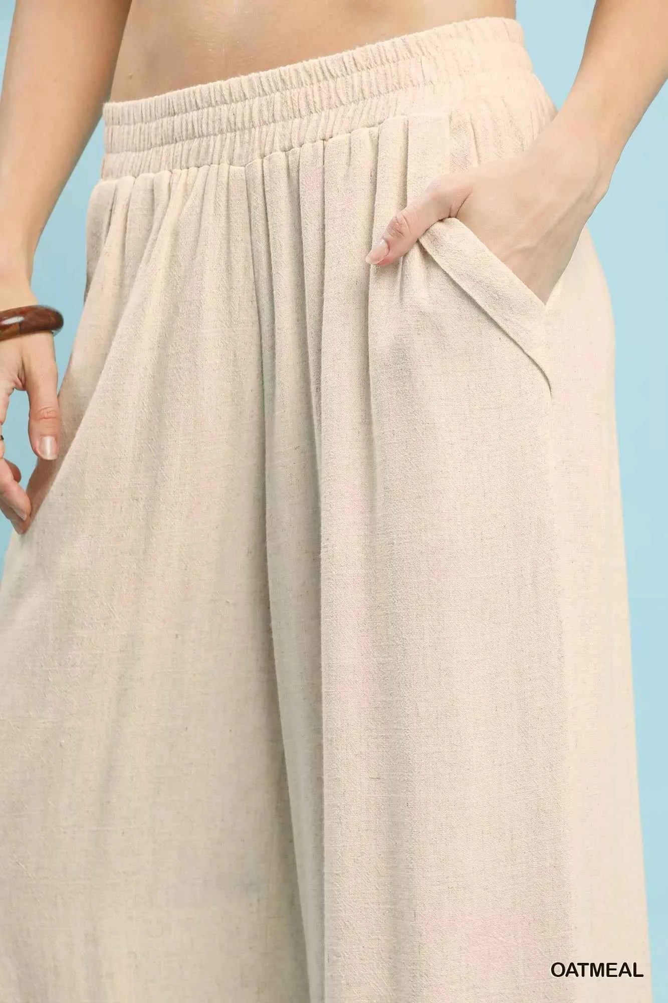 Umgee Linen Blend Scallop Hem Wide Leg Pants 55448df6-4a11-4158-914b-c87c56a60331-Max-Origin